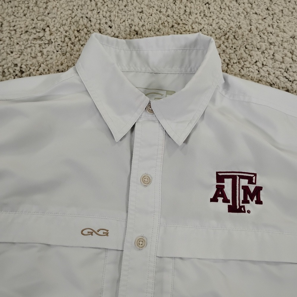 Texas A&M Aggies Shirt Mens Small White Button Game Guard Performance Outdoor A*